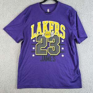 LeBron James T Shirt Men Large NBA Los Angeles Lakers LA Purple #23 Double Sided